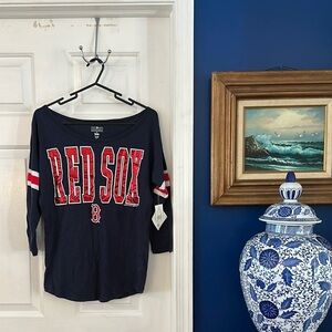 NWT Campus Lifestyle Baseball Boston Red Sox Navy Blue Long Sleeve Shirt Size M